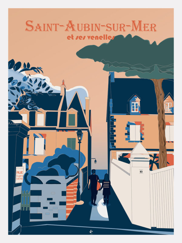 affiche illustrée venelle de Sain-Aubin-sur-Mer