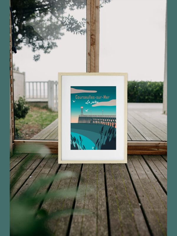 affiche jetée de courseulles sur mer Calvados Normandie
