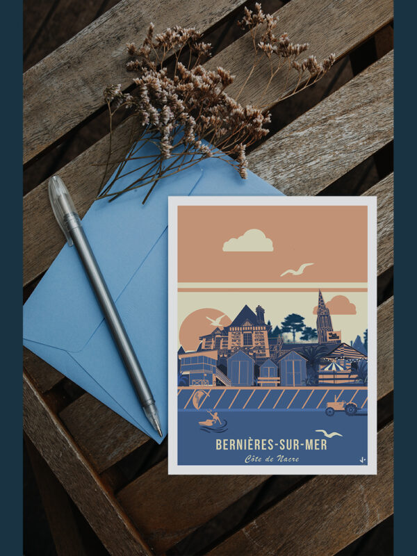 carte postale digue de Bernières-sur-Mer Calvados Normandie