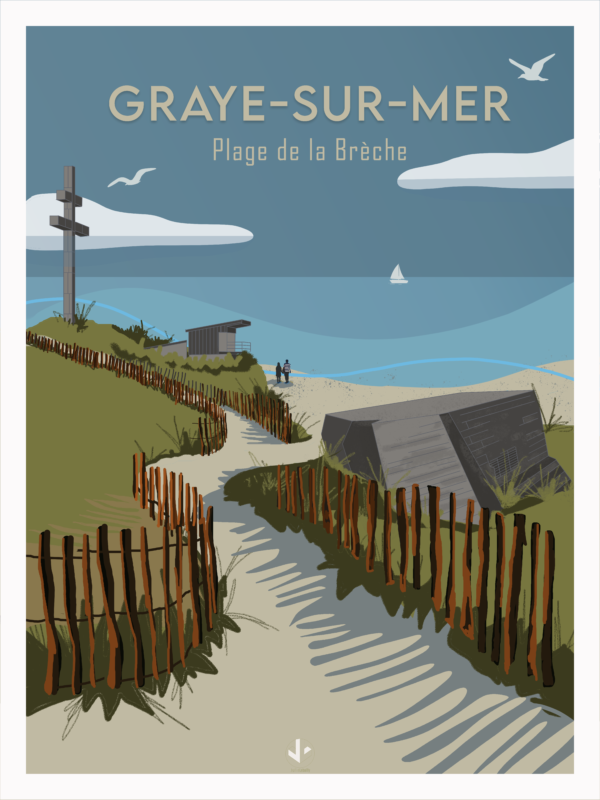 Affiche Julie Lebailly Graye-sur-Mer plage de la brèche