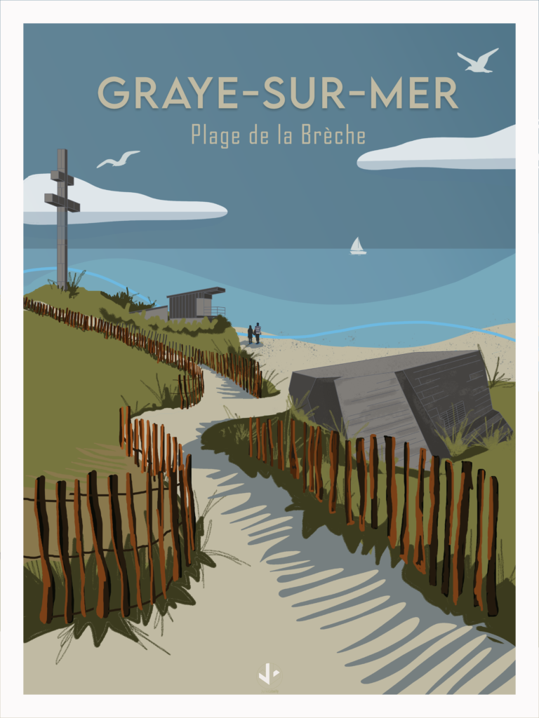 AFFICHE - Graye-sur-Mer : plage de la brèche - Julie Lebailly